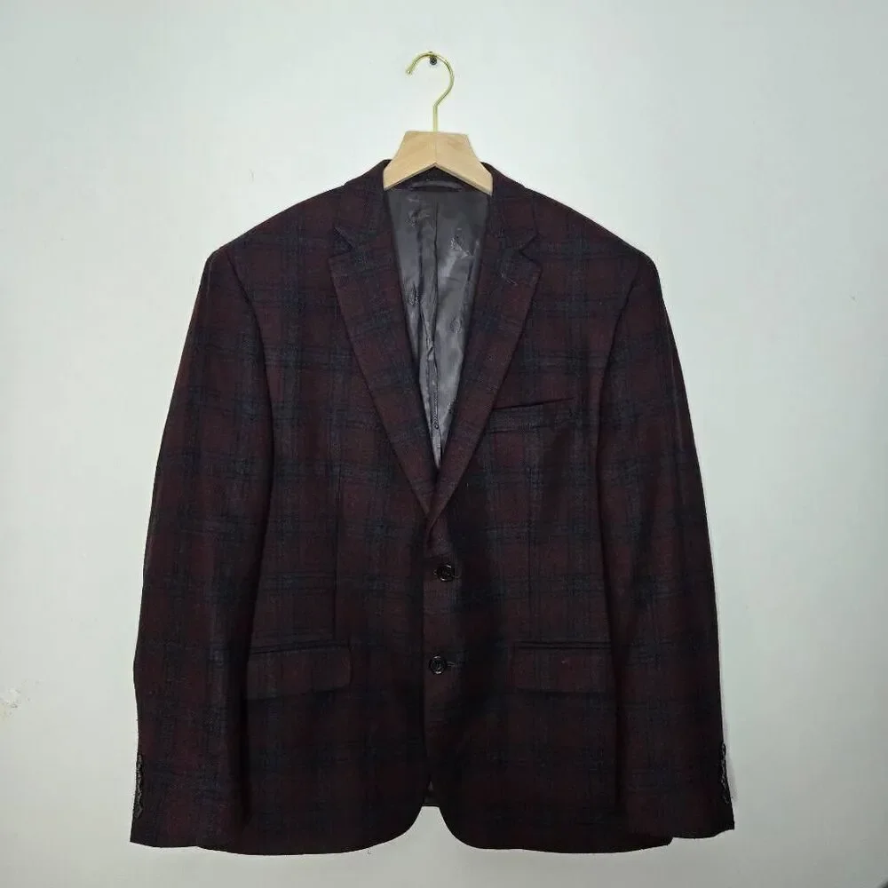 Lauren Ralph Lauren Plaid Wool Blend Blazer Size 44S Tartan Classic